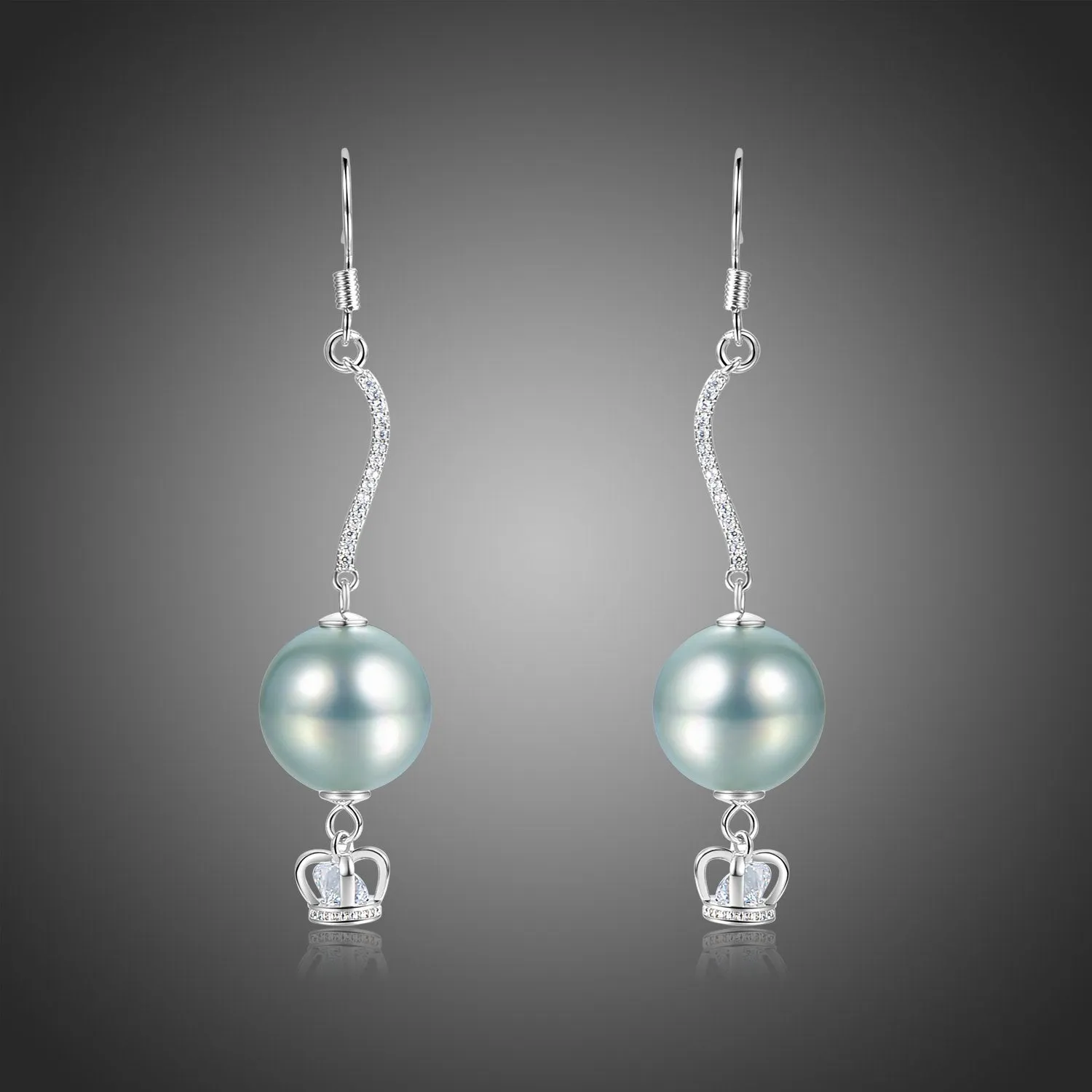 Crown Pearl Drop Earrings -KPE0373