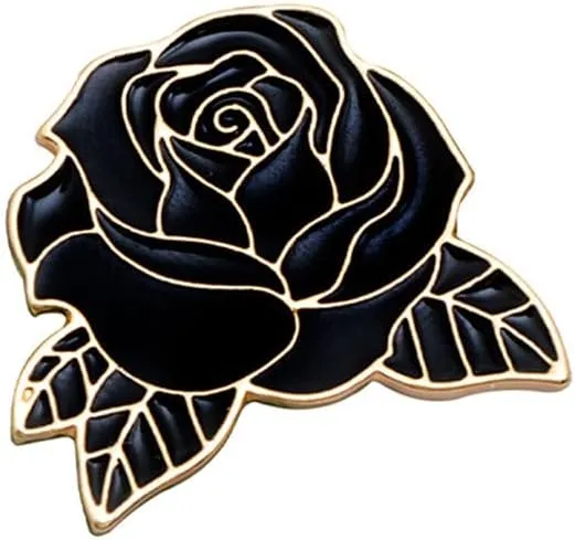 Cute Black Rose Flower Badge Small Brooch Lapel Pins for Women Men Lovely Novelty Brooches Pin Hat Bag Clothes Accessory Jewelry Birthday Her