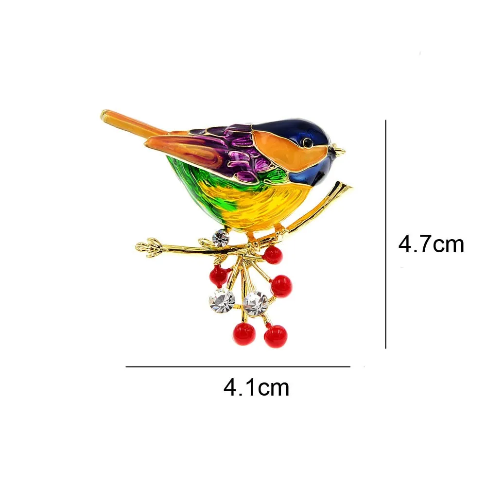 Cute Vivid Bird Brooches For Women Winter Animal Design Pin Branch Accessories