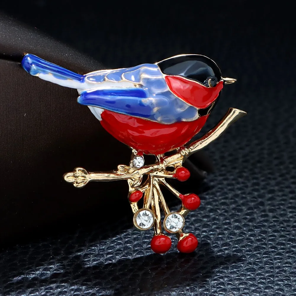 Cute Vivid Bird Brooches For Women Winter Animal Design Pin Branch Accessories