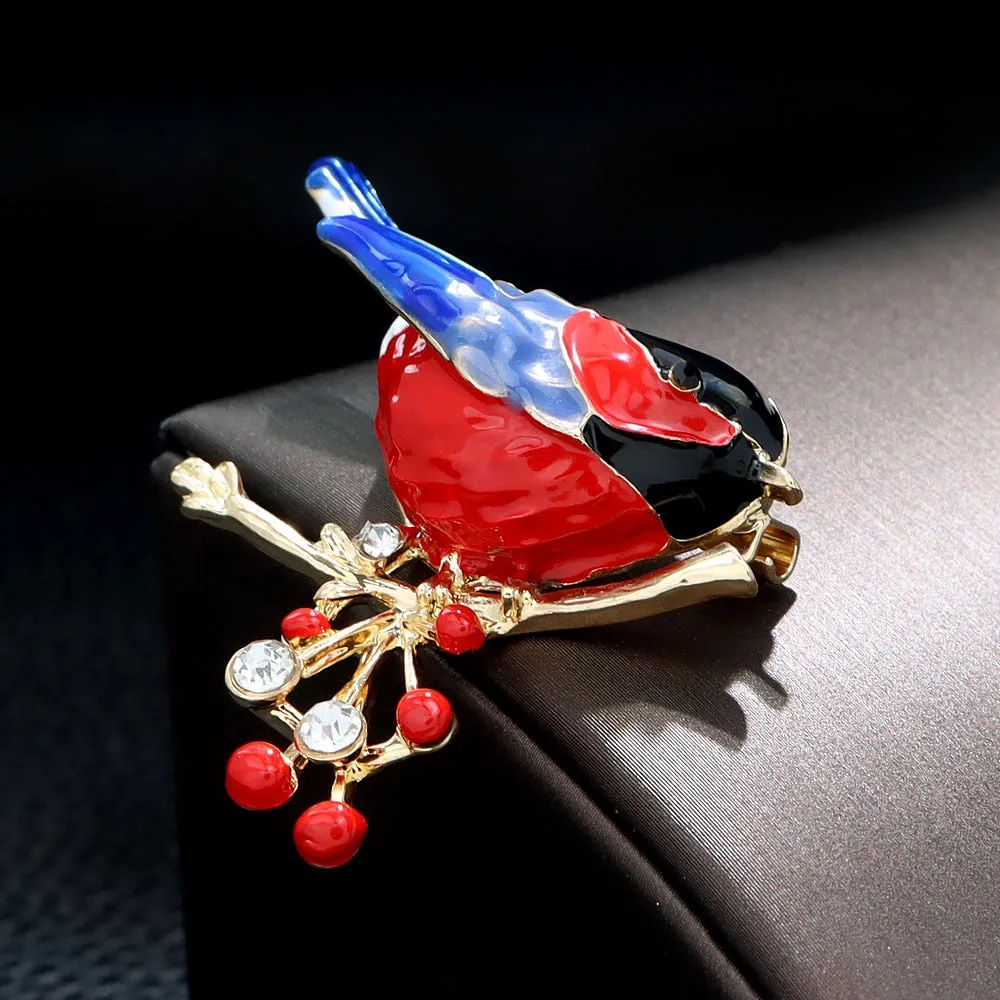 Cute Vivid Bird Brooches For Women Winter Animal Design Pin Branch Accessories