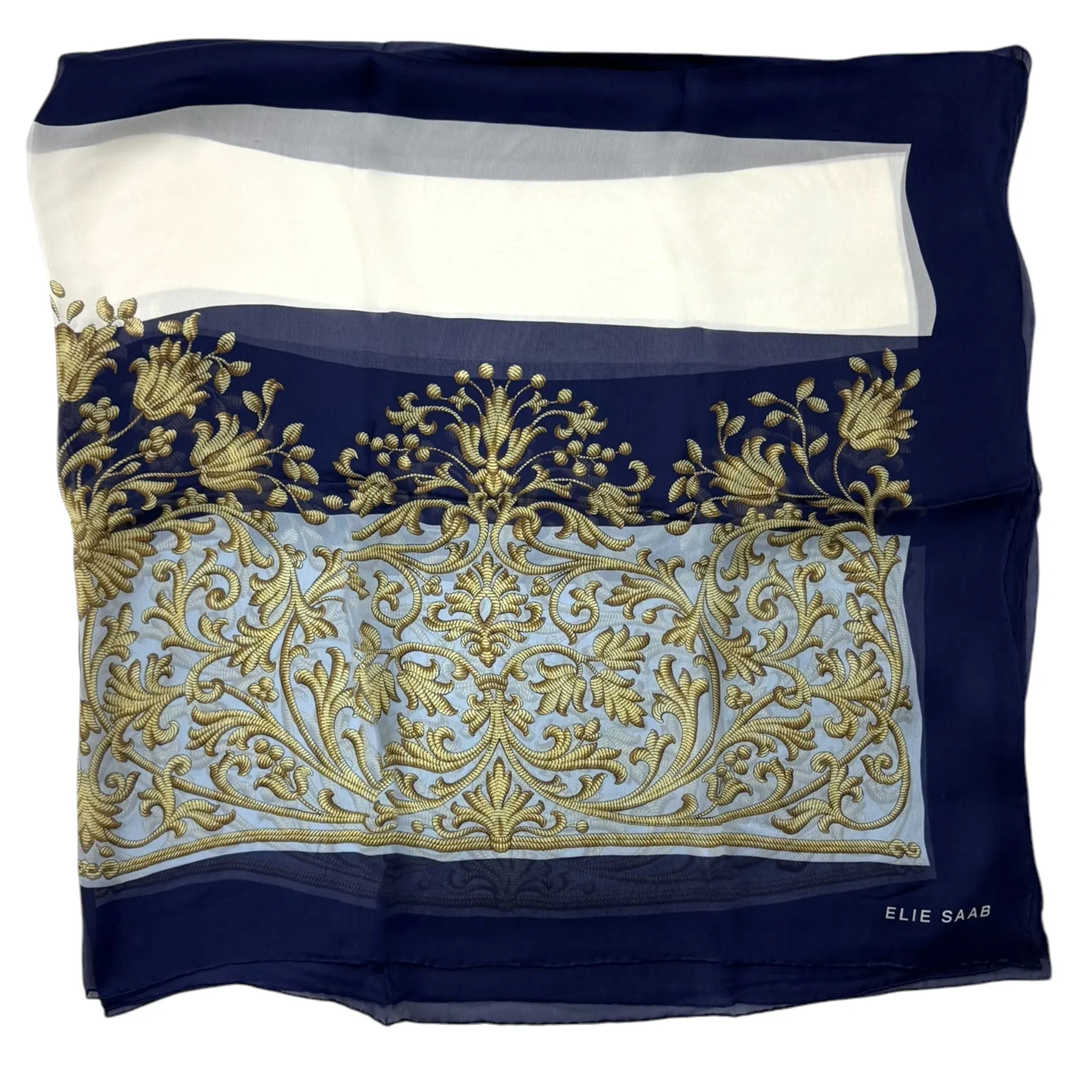 Elie Saab Scarf Scarf Silk Royal Blue Ornamental