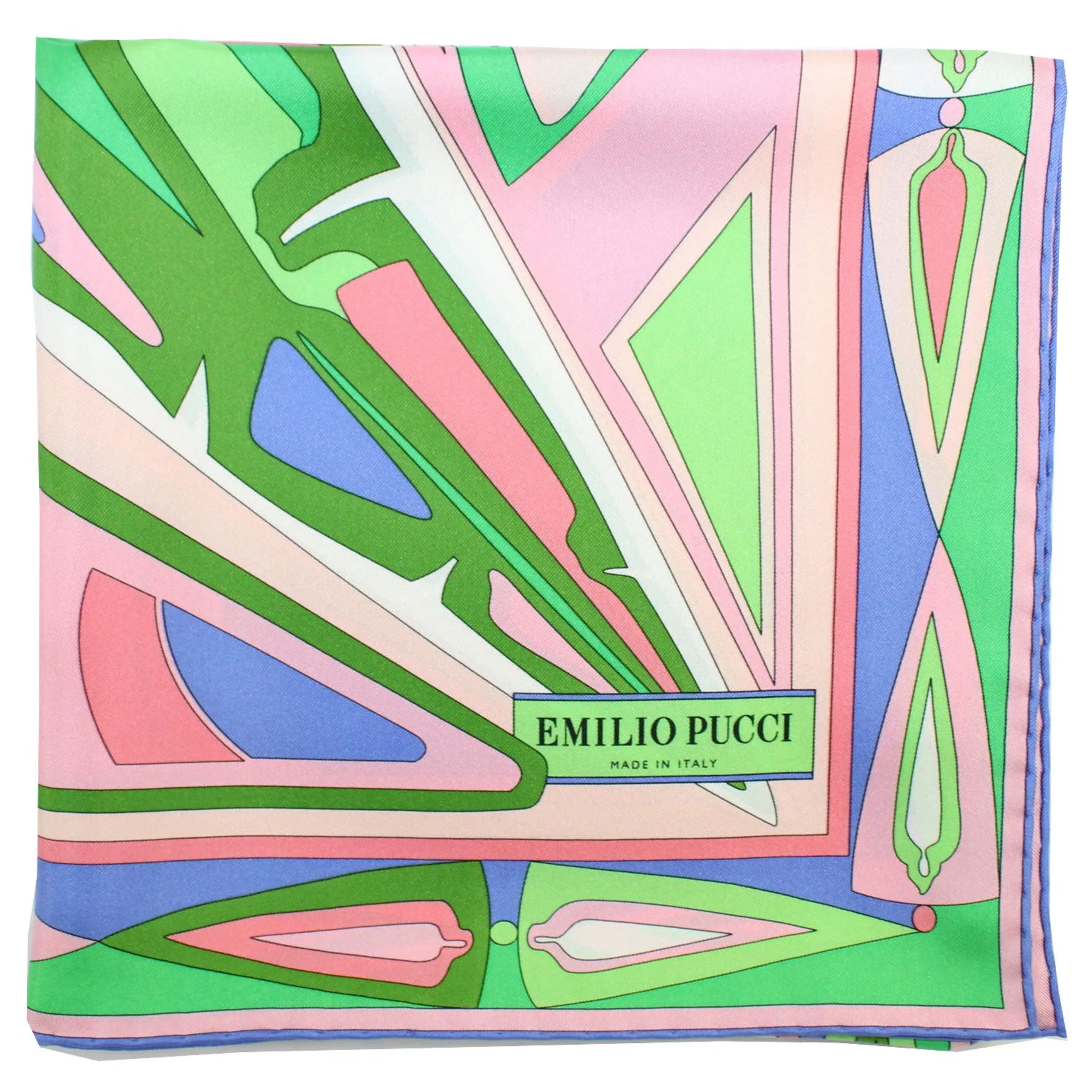 Emilio Pucci Scarf Green Pink Design - Large Twill Silk Square Scarf
