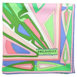 Emilio Pucci Scarf Green Pink Design - Large Twill Silk Square Scarf