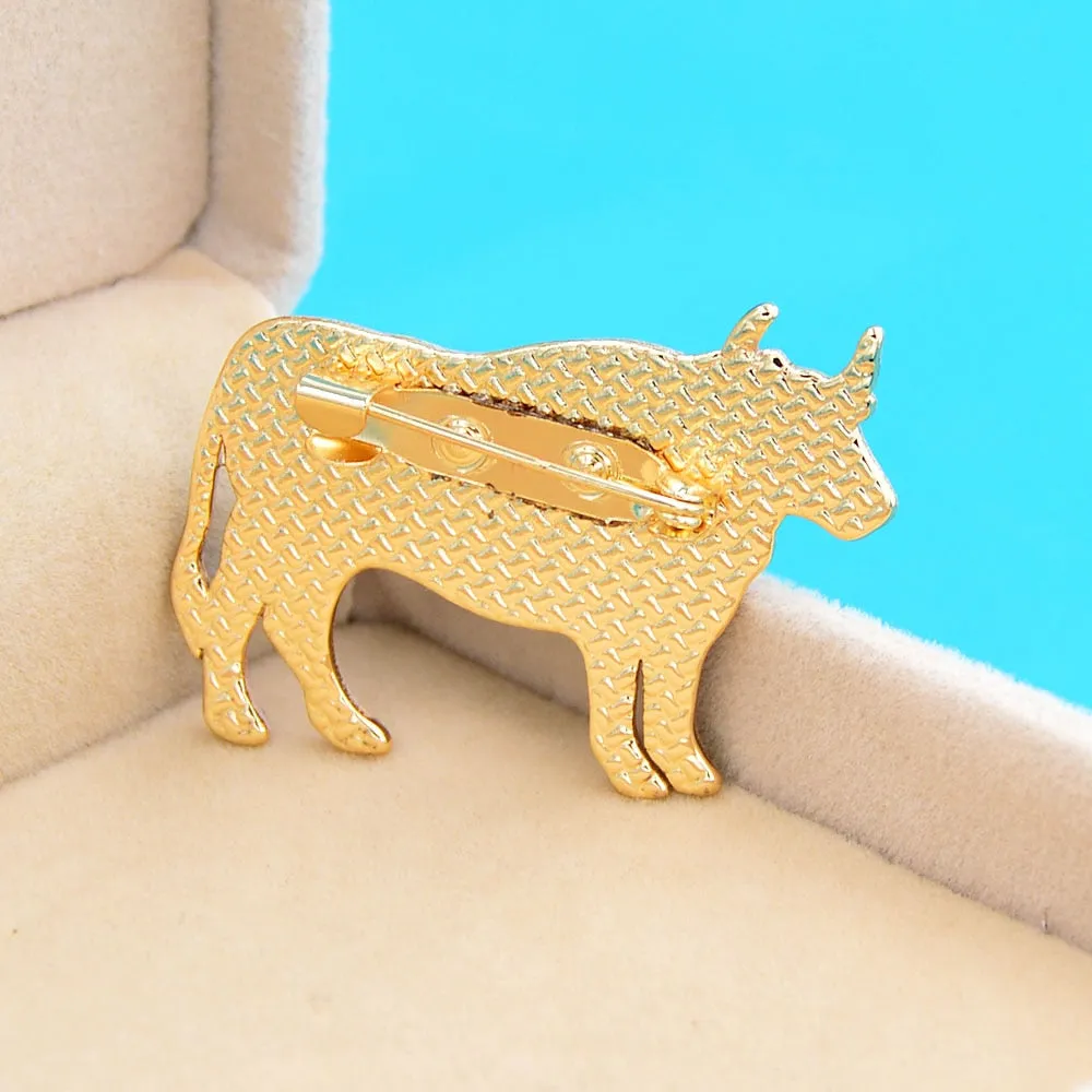 Enamel Bull Brooch Cattle Brooches Women And Men