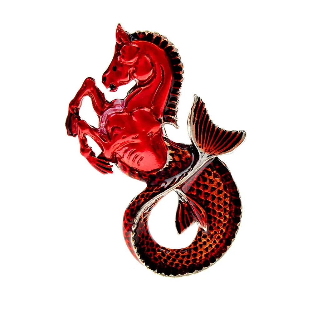 Enamel Horse and Fish Brooches