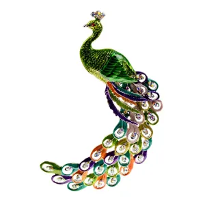 Enamel Large Peacock Brooches for Women Winter Coat Pin Animal Jewelry