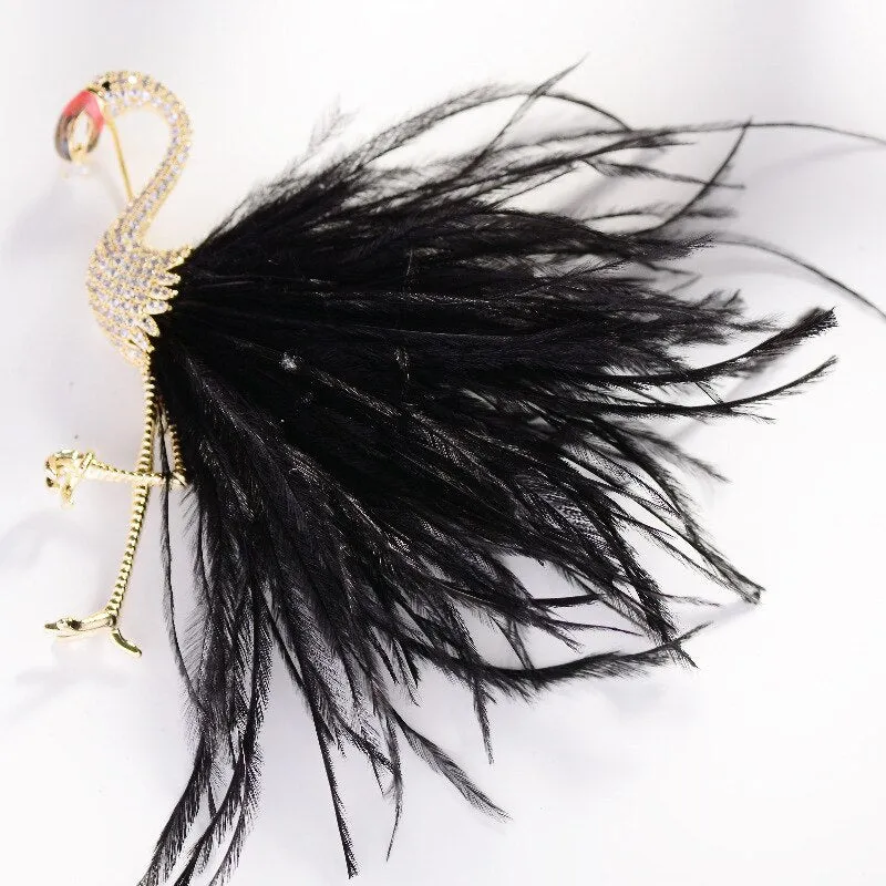 Fashion Cubic Zirconia Flamingo Brooch