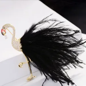 Fashion Cubic Zirconia Flamingo Brooch