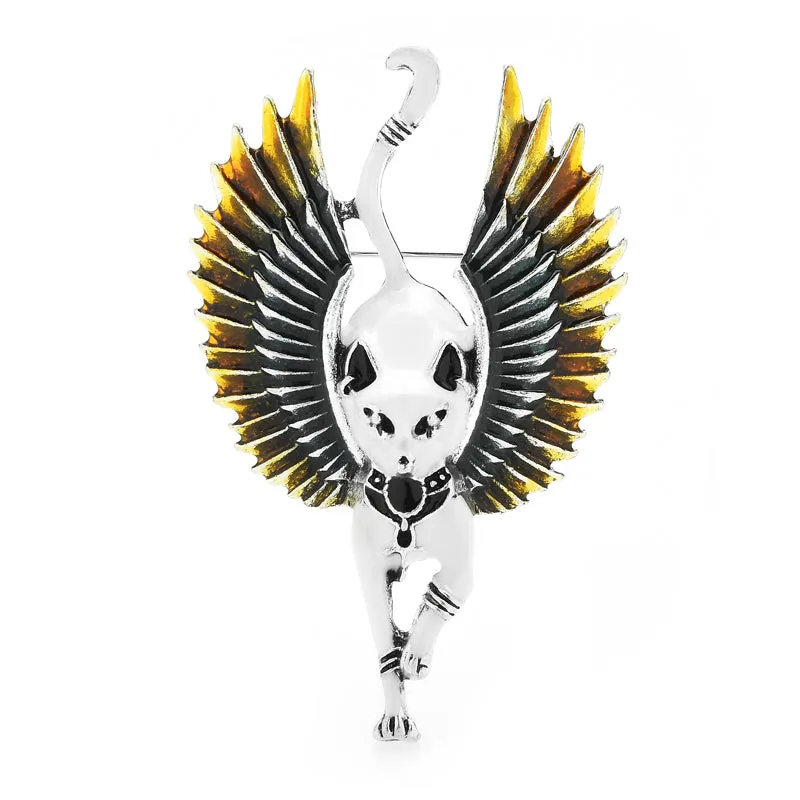 Flying Angel Cat With Wings Enamel Animal Brooch