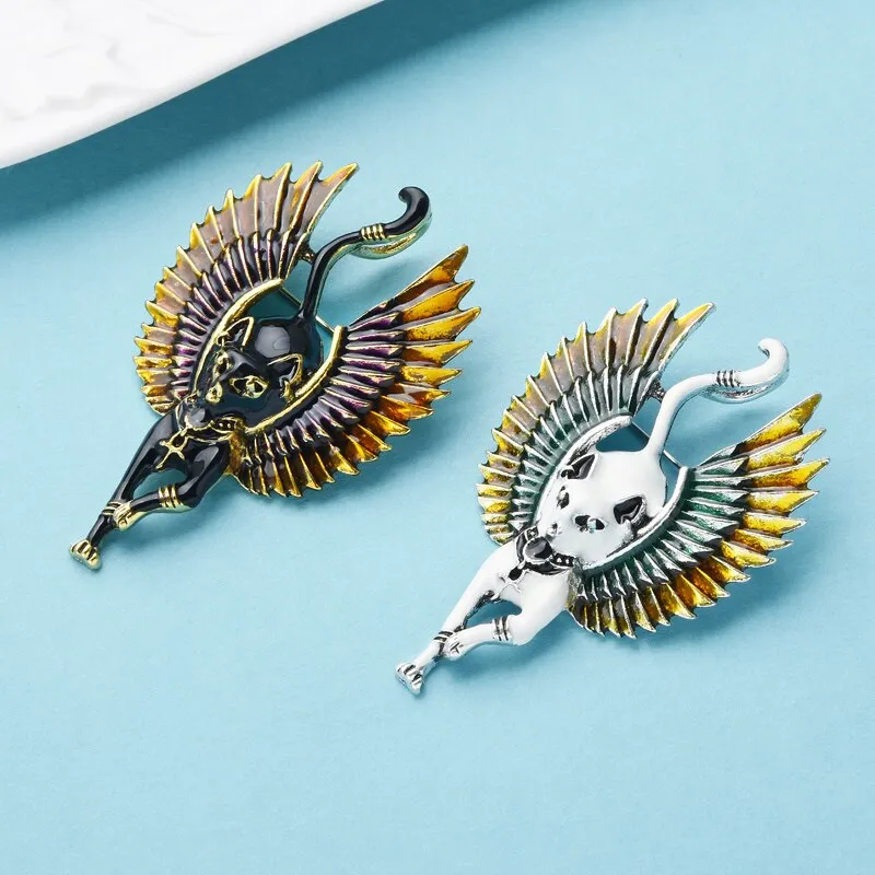 Flying Angel Cat With Wings Enamel Animal Brooch