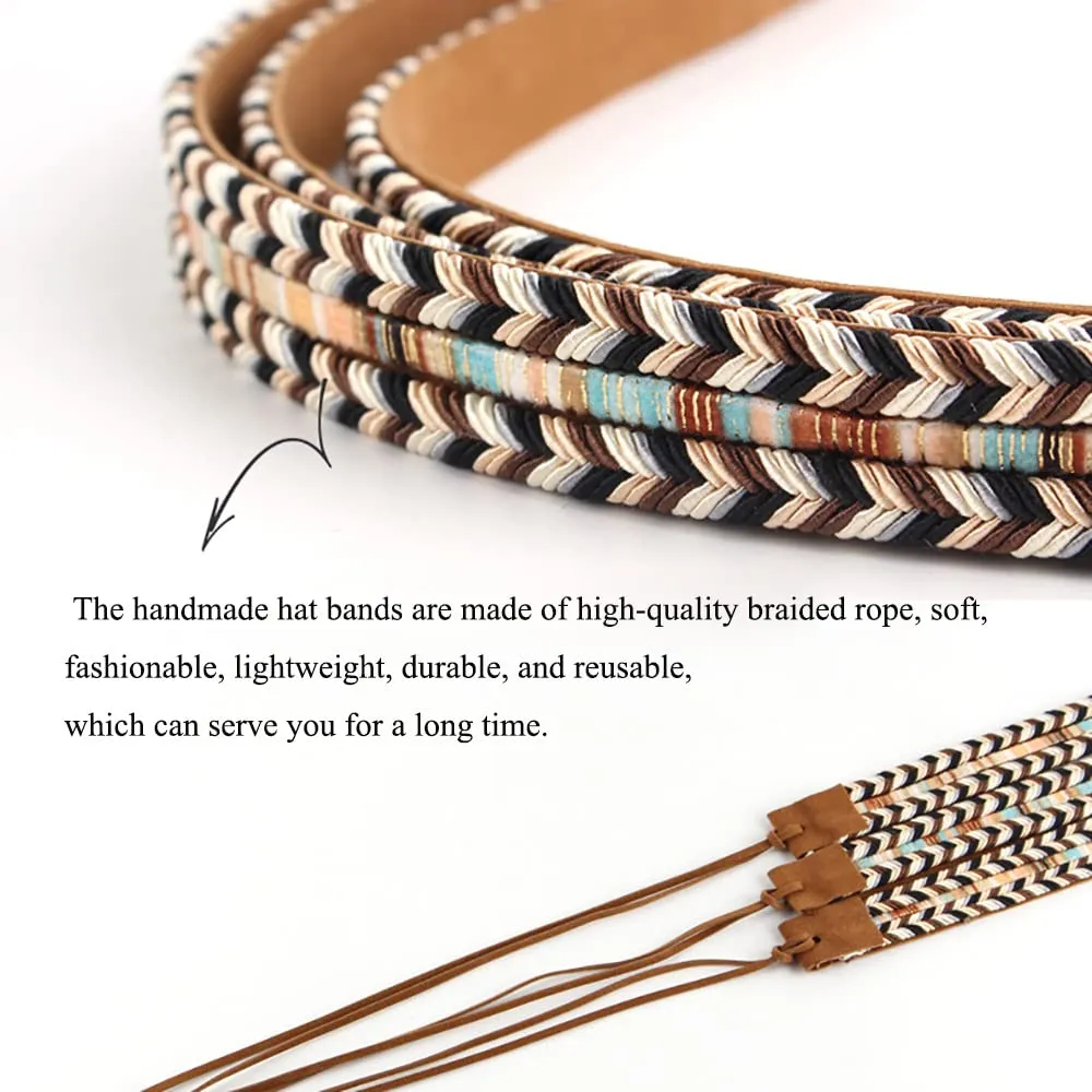 Hat Bands for Women Fedora Hat Men Cowboy Cowgirl Hats Handmade Men Belt Accessories Rope Belt (Style D)