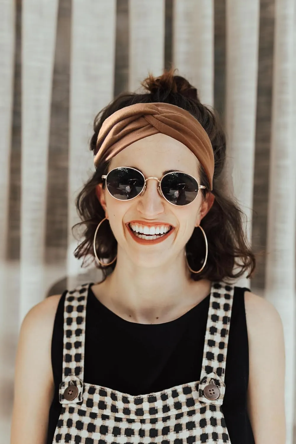 Hjiaruiky 2Pcs Turban Headbands for Women Boho Stretchy Fashion Headbands Fabric Twist Knotted Cloth Cute Thick Headband Head Wraps for Womens Girls Black (Brown Black)