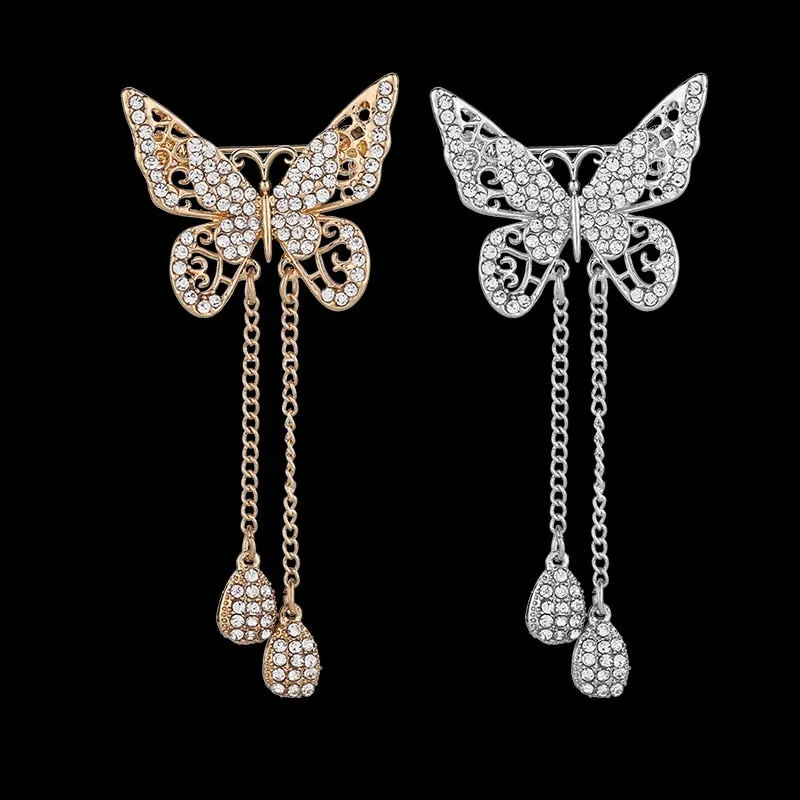 Korean New Animal Butterfly Brooch Rhinestones Crystal Brooches  for Women