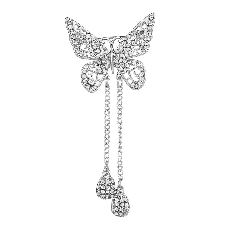Korean New Animal Butterfly Brooch Rhinestones Crystal Brooches  for Women