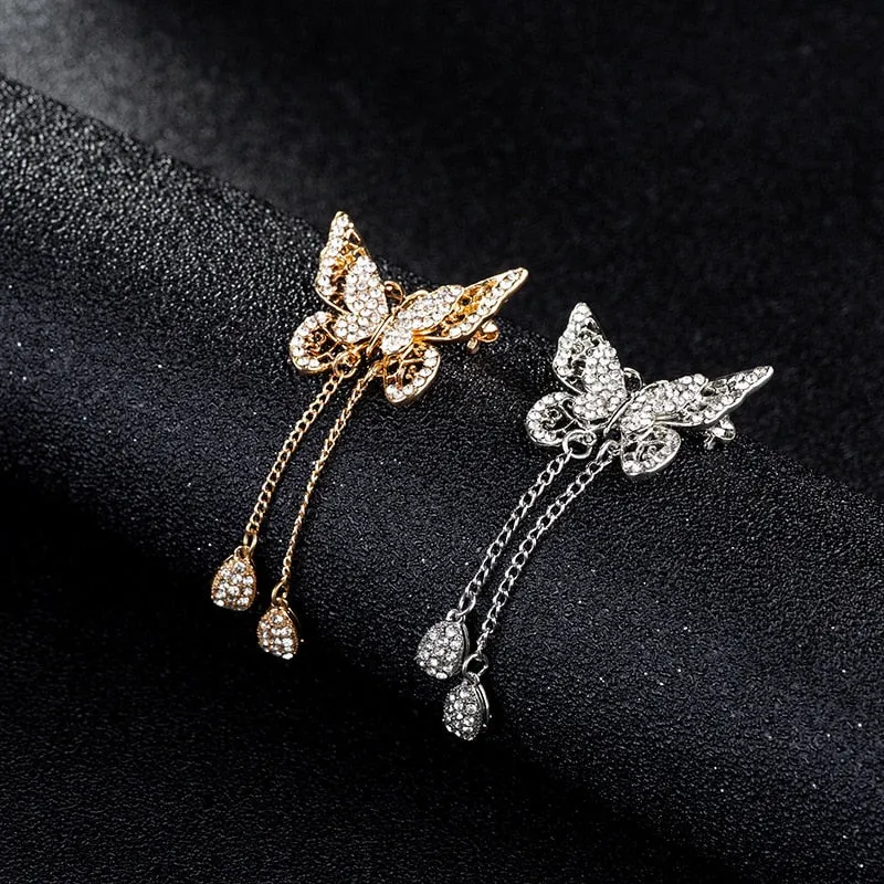 Korean New Animal Butterfly Brooch Rhinestones Crystal Brooches  for Women
