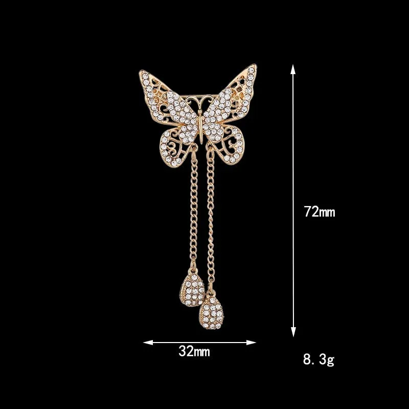 Korean New Animal Butterfly Brooch Rhinestones Crystal Brooches  for Women