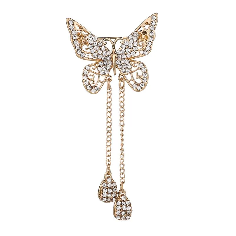 Korean New Animal Butterfly Brooch Rhinestones Crystal Brooches  for Women