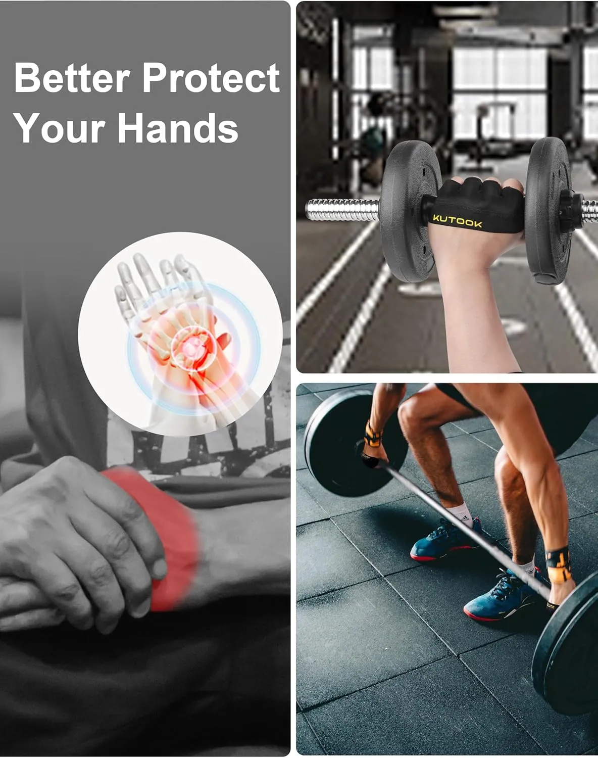 KUTOOK Weight Lifting Gloves for Women Gym Workout Gloves with Palm Protection & Extra Grip Breathable Exercise Gloves for Men Fitness