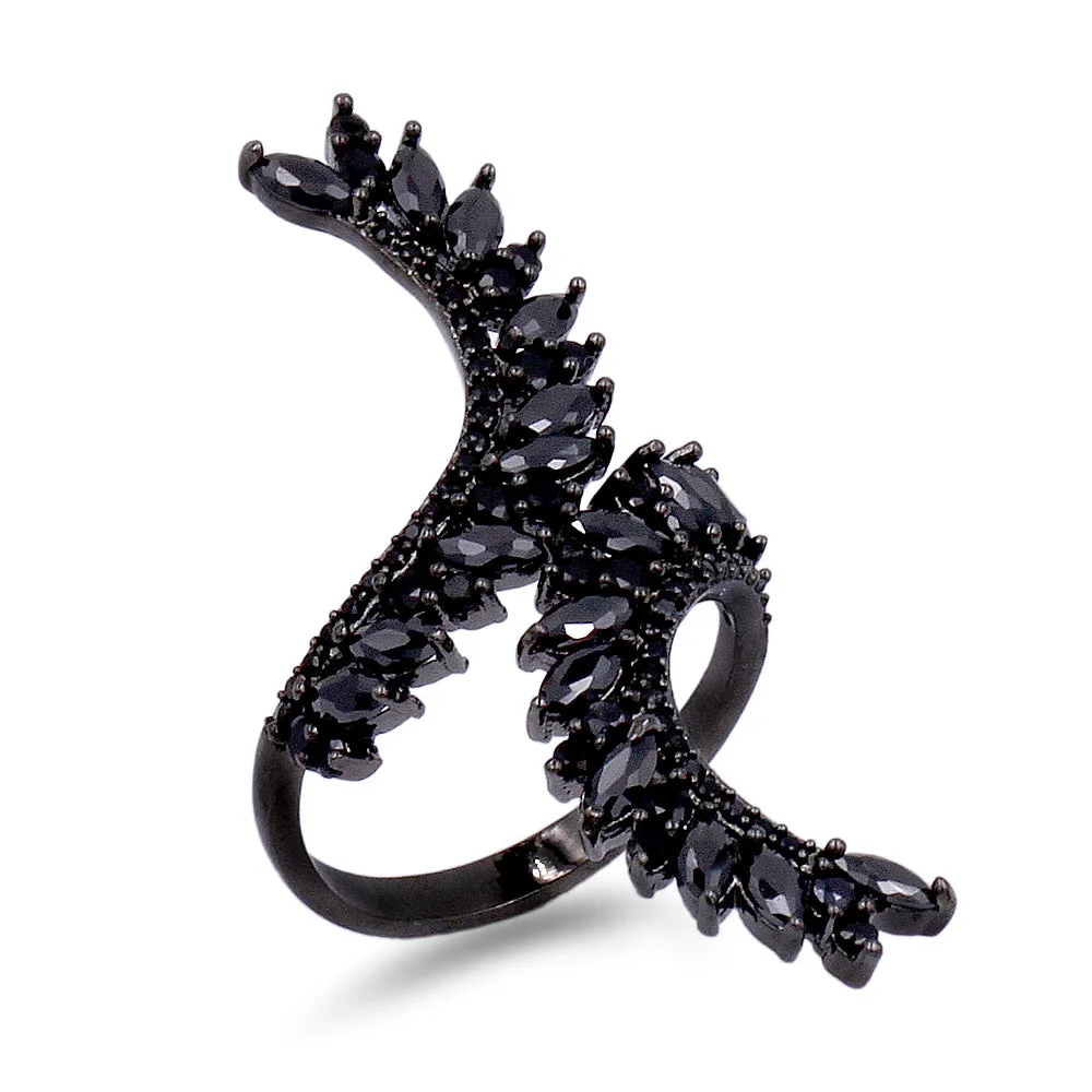 Lavencious Cocktail Fashion Ring, Adjustable Size 6-8.5 Cubic Zirconia Marquise Shape Jewelry for Women