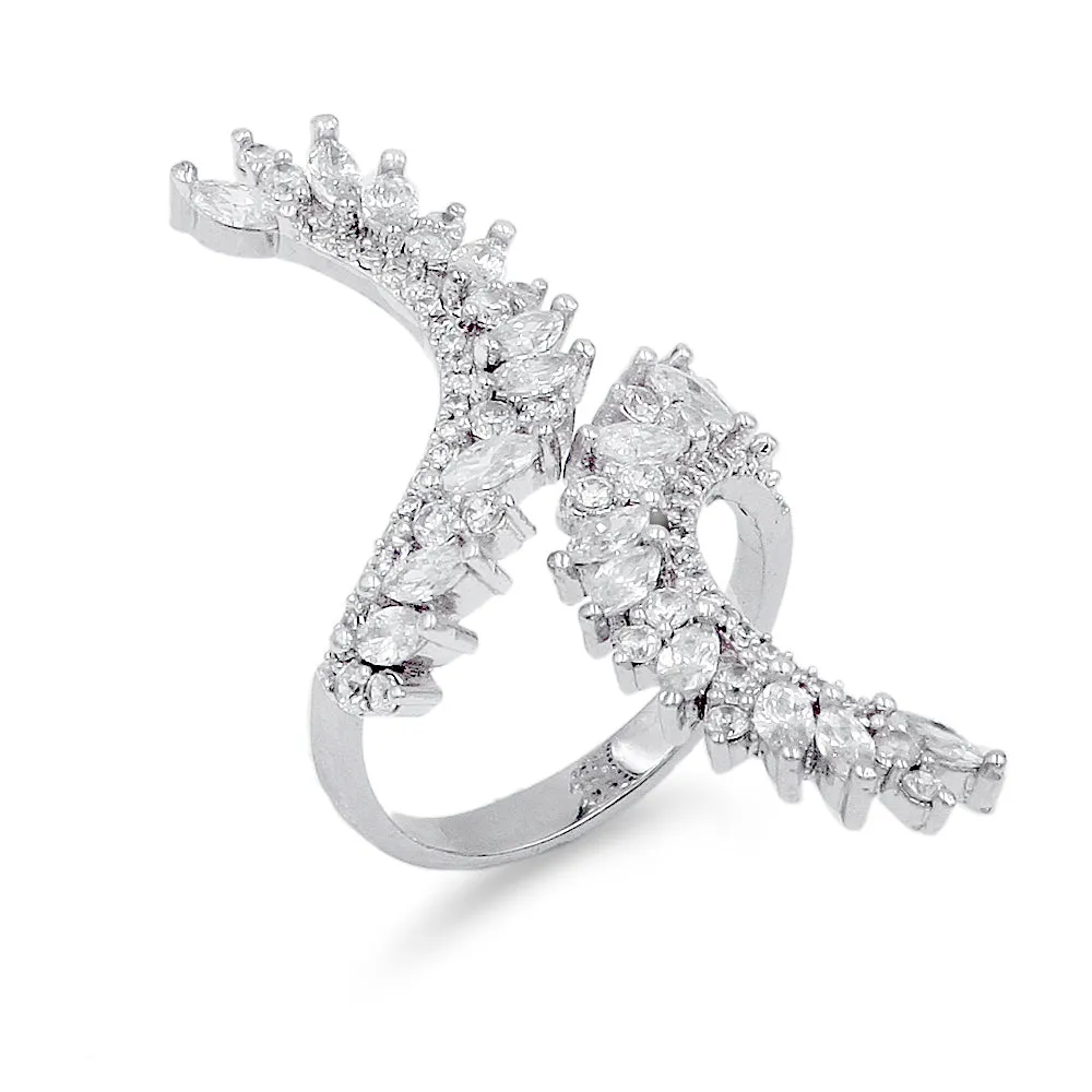 Lavencious Cocktail Fashion Ring, Adjustable Size 6-8.5 Cubic Zirconia Marquise Shape Jewelry for Women