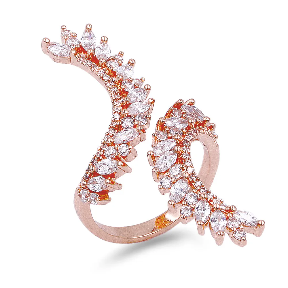 Lavencious Cocktail Fashion Ring, Adjustable Size 6-8.5 Cubic Zirconia Marquise Shape Jewelry for Women