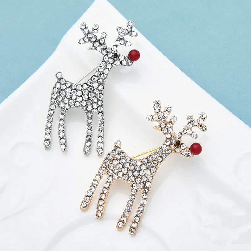 Lovely Deer Brooches For Women Unisex 2-color Christmas New Year Brooch