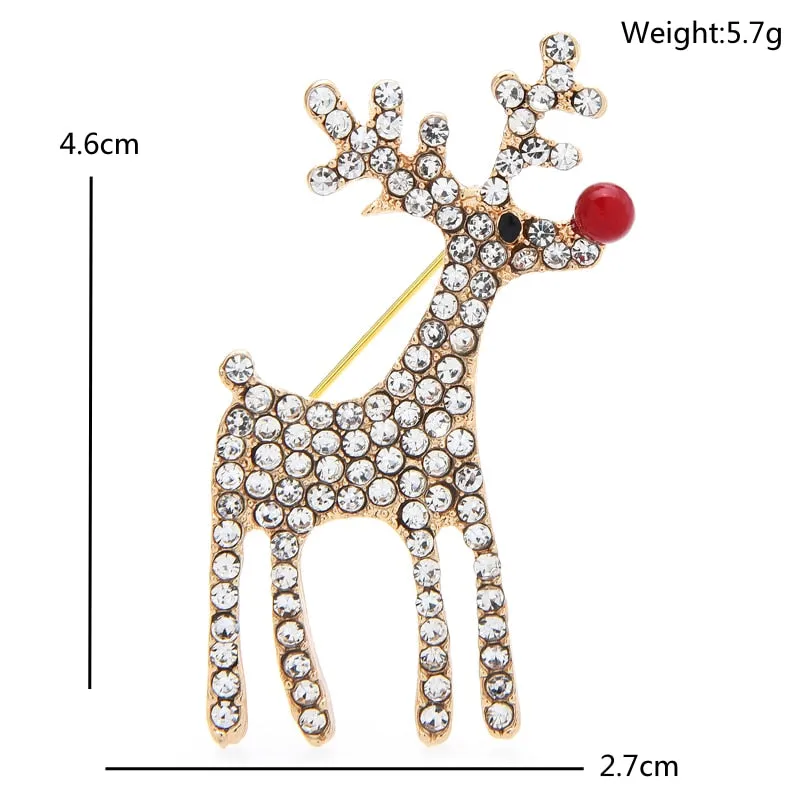 Lovely Deer Brooches For Women Unisex 2-color Christmas New Year Brooch