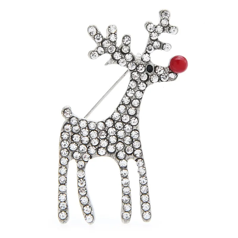 Lovely Deer Brooches For Women Unisex 2-color Christmas New Year Brooch