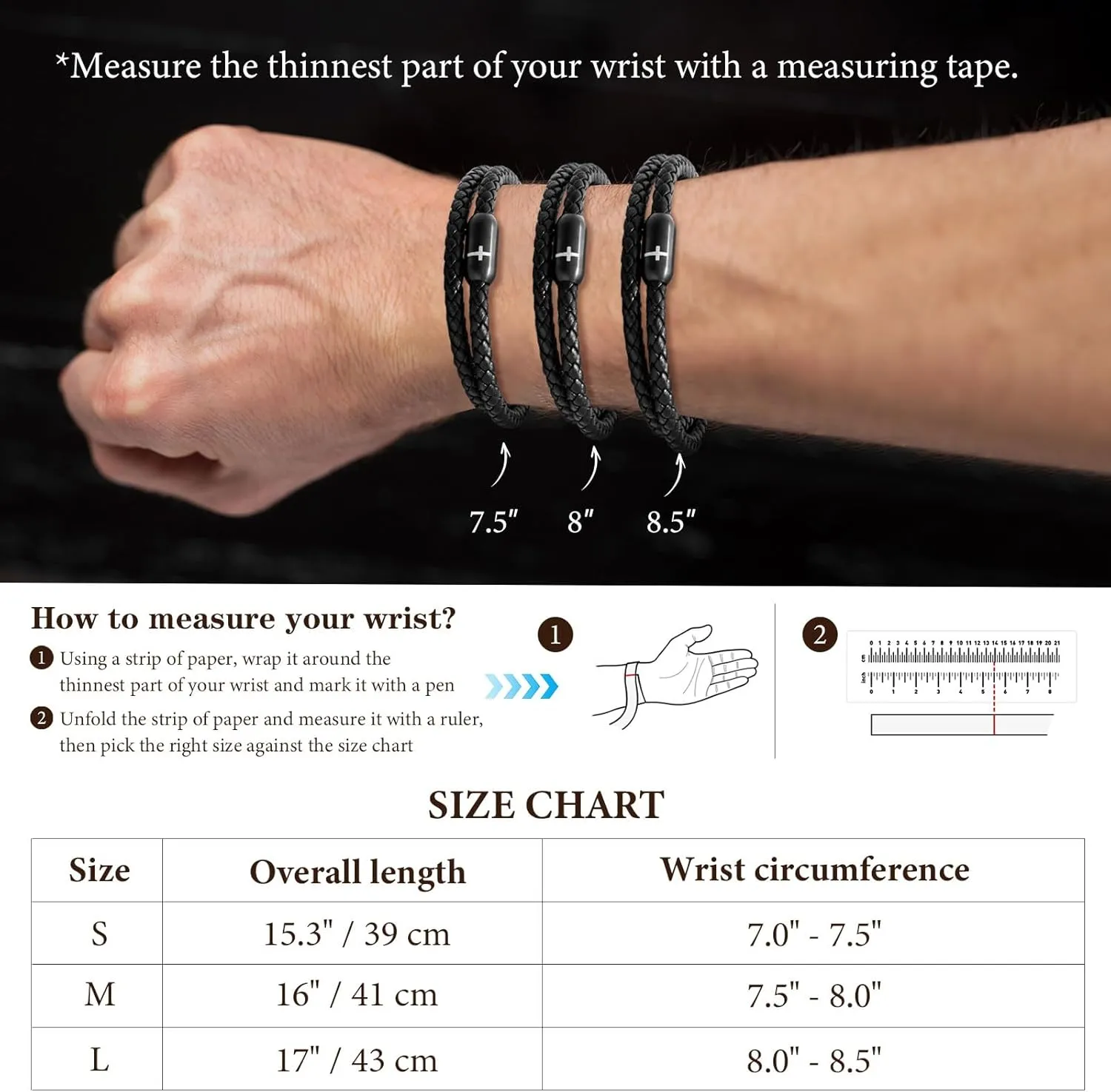 MEALGUET Leather Cross Bracelets for Men : Black Genuine Braided Double Wrap Jesus Cross Braided Leather Bracelets with Stainless Steel Clasp for Men Boyfriend,Christian Gifts Jewelry