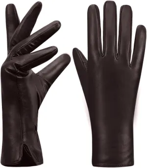 MGGMOKAY Womens Nappa Lambskin Leather Gloves Warm Cashmere Lined