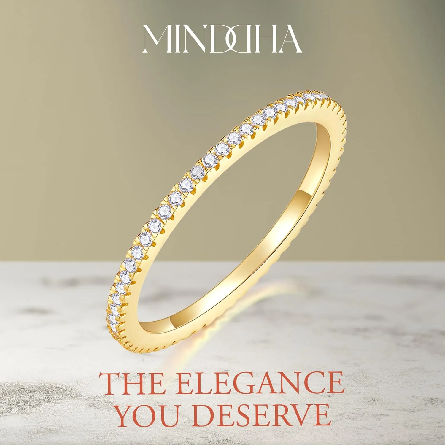 MINDDHA 14K Gold Plated- Cubic Zirconia Simulated Diamond Stackable Rings Eternity Bands/Silver Rings, Gold Rings for Women- 1.5mm, 2mm Stacking Rings for Oura Gen 4/Oura Gen 3, Size 4-12