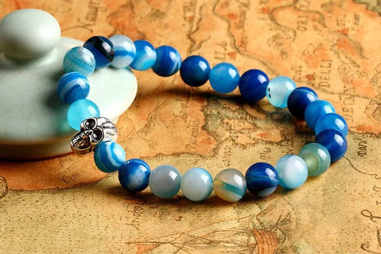 Natural Stone Skull Bracelets& Bangles Beads Buddha Charm Bracelet For Women Bracciali Pulseras Men Jewelry