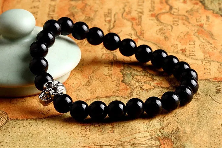 Natural Stone Skull Bracelets& Bangles Beads Buddha Charm Bracelet For Women Bracciali Pulseras Men Jewelry