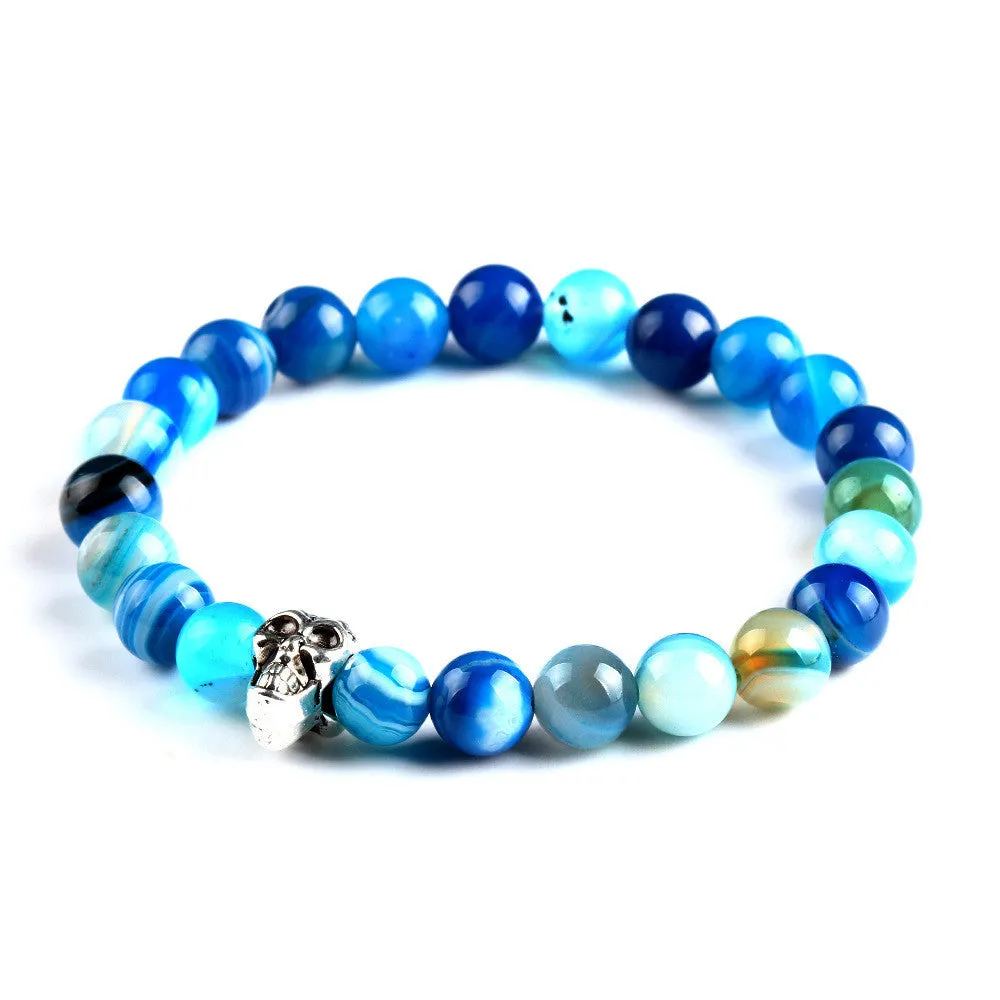 Natural Stone Skull Bracelets& Bangles Beads Buddha Charm Bracelet For Women Bracciali Pulseras Men Jewelry
