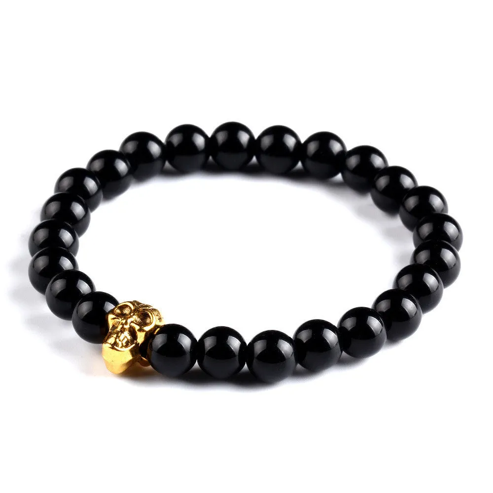 Natural Stone Skull Bracelets& Bangles Beads Buddha Charm Bracelet For Women Bracciali Pulseras Men Jewelry