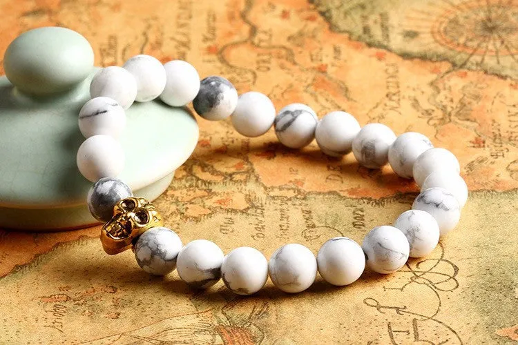 Natural Stone Skull Bracelets& Bangles Beads Buddha Charm Bracelet For Women Bracciali Pulseras Men Jewelry