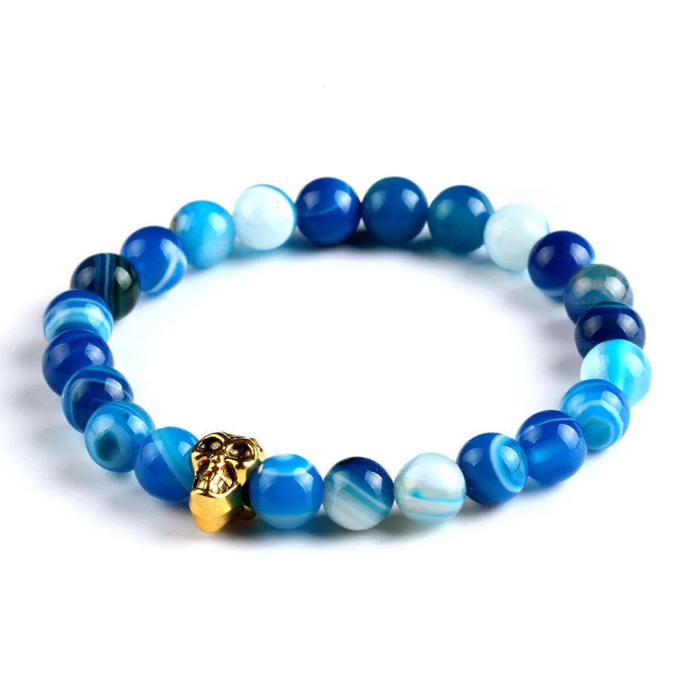 Natural Stone Skull Bracelets& Bangles Beads Buddha Charm Bracelet For Women Bracciali Pulseras Men Jewelry