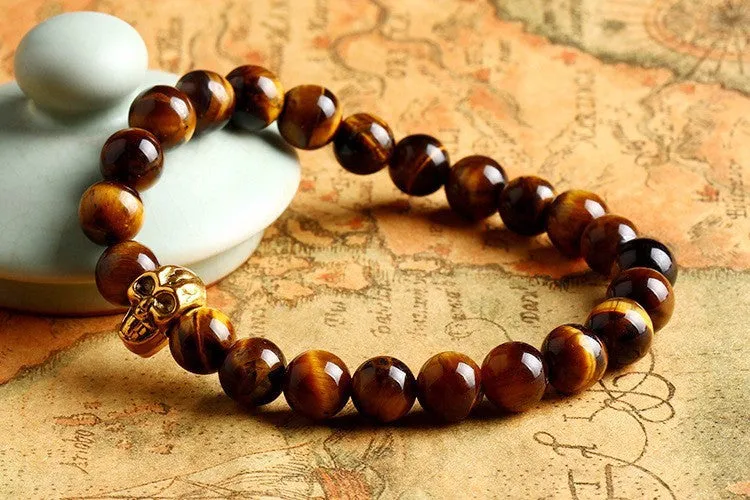 Natural Stone Skull Bracelets& Bangles Beads Buddha Charm Bracelet For Women Bracciali Pulseras Men Jewelry