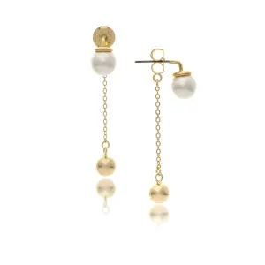 Polished Pearl   Bead Drop Earrings - Closeout