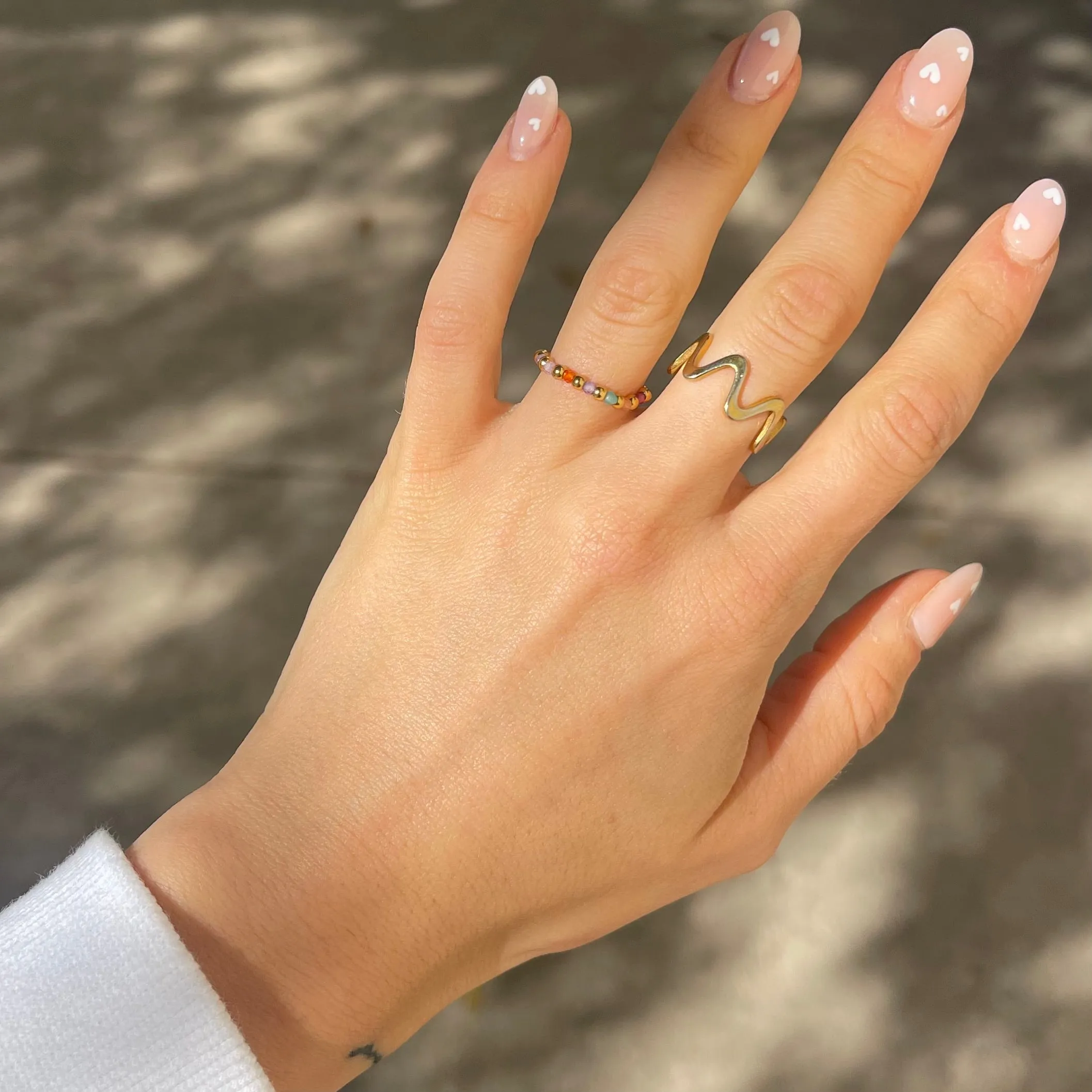 Rainbow Beaded Elastic Ring