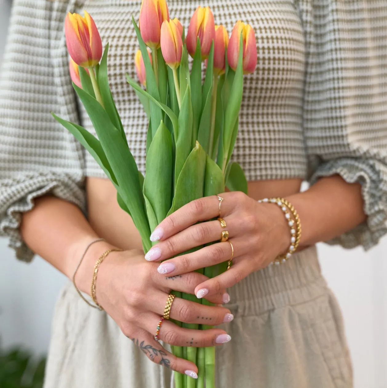 Rainbow Beaded Elastic Ring