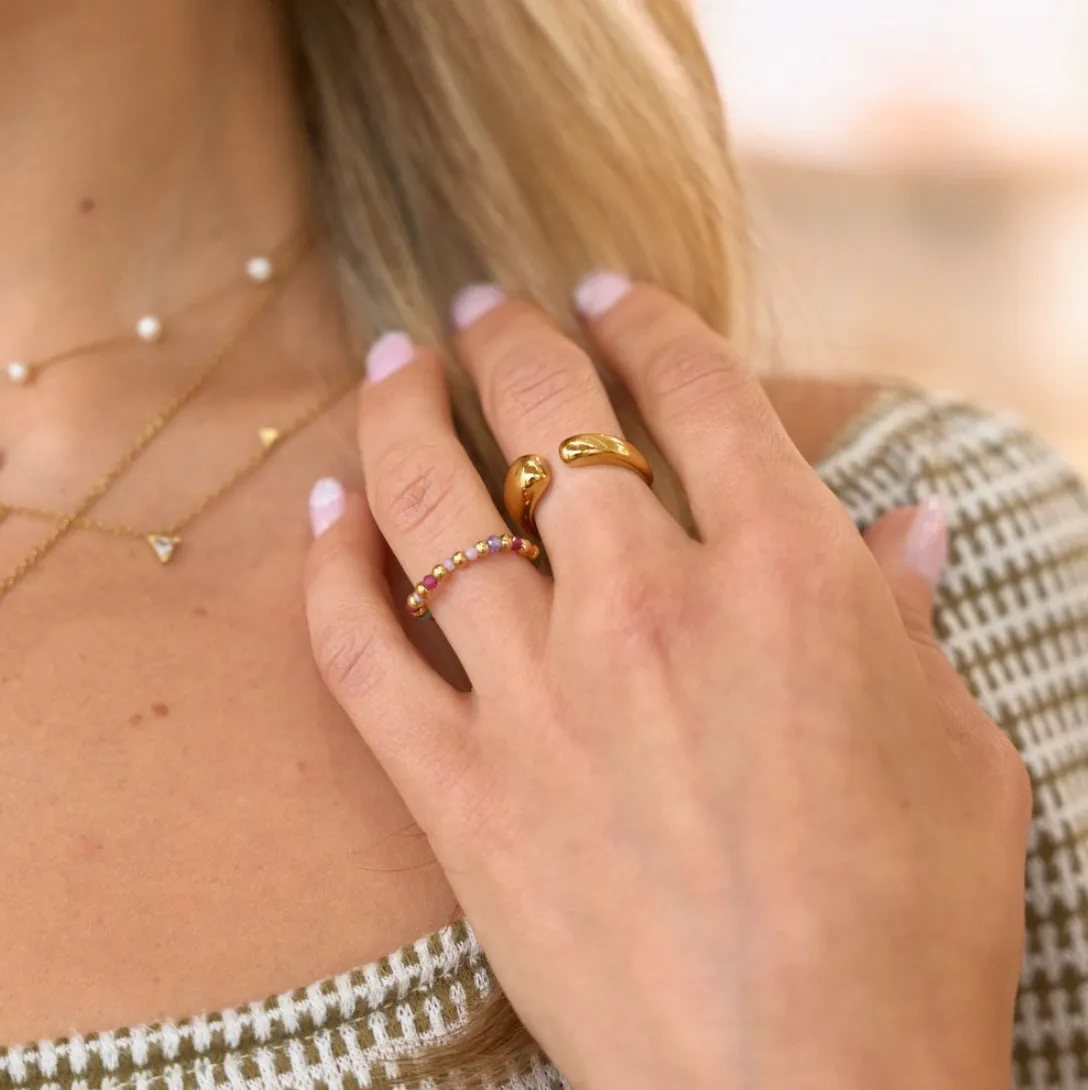Rainbow Beaded Elastic Ring