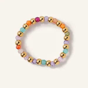 Rainbow Beaded Elastic Ring