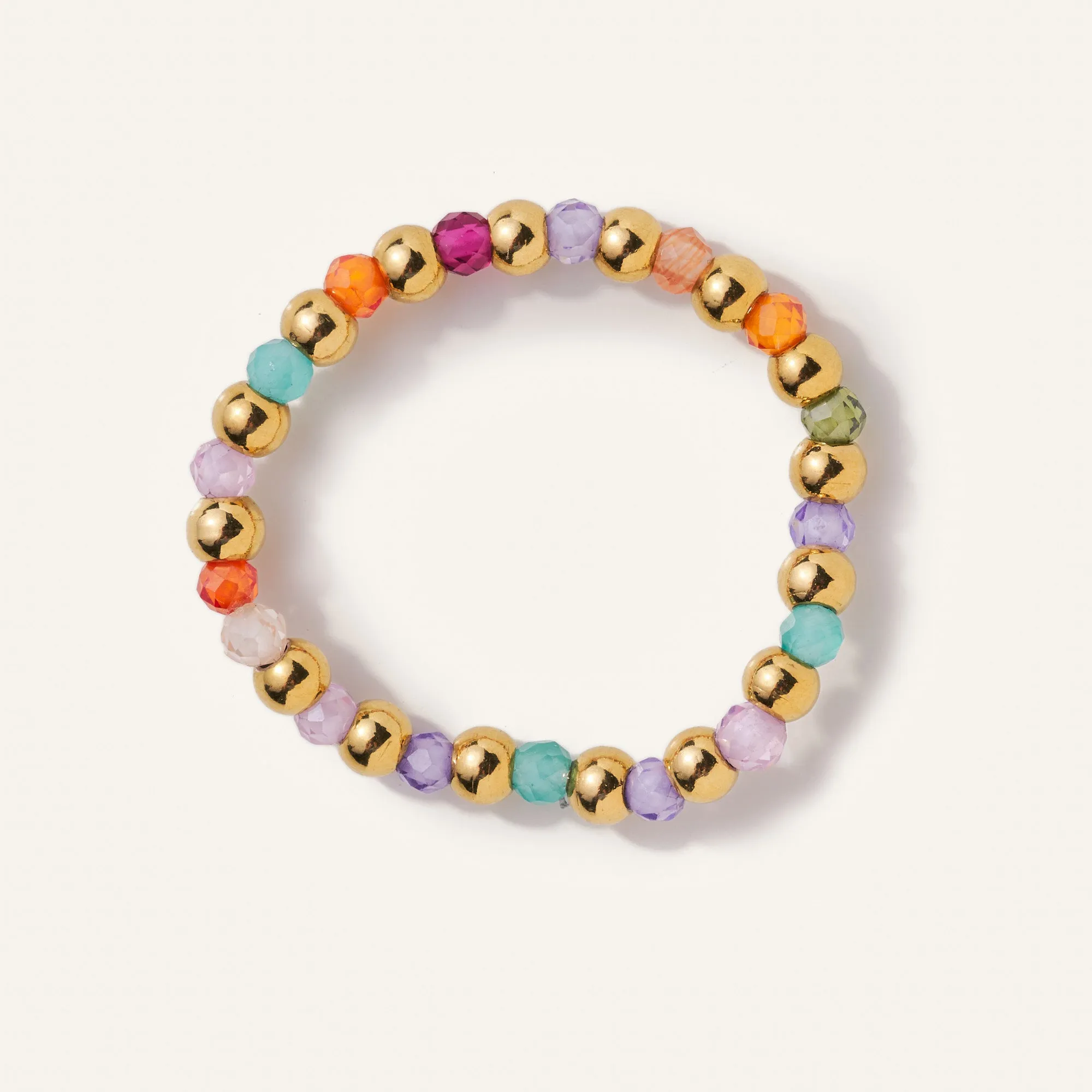 Rainbow Beaded Elastic Ring