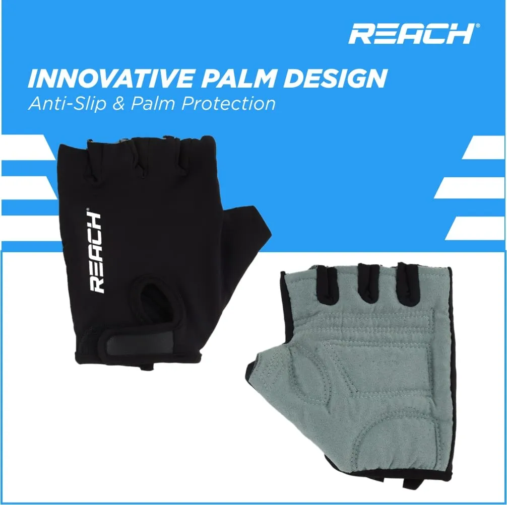 Reach Gym Gloves for Fitness Exercise Training and Workout with Wrist Wrap for Protection with Half-Finger Length for Men & Women (L, Grey)