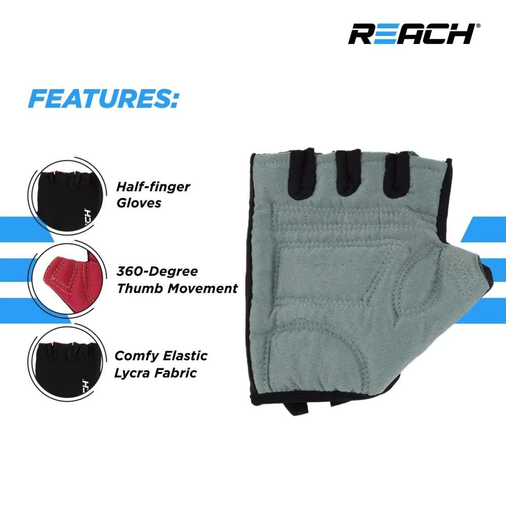 Reach Gym Gloves for Fitness Exercise Training and Workout with Wrist Wrap for Protection with Half-Finger Length for Men & Women (L, Grey)