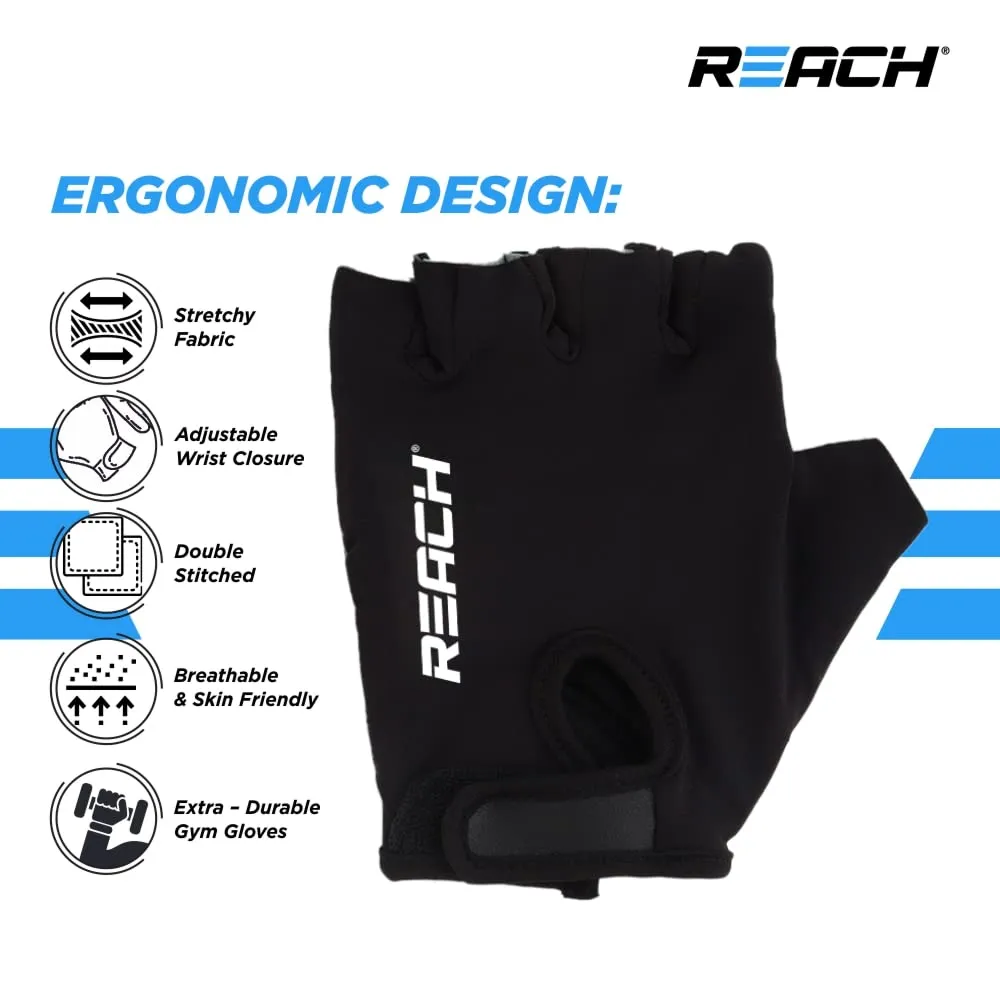 Reach Gym Gloves for Fitness Exercise Training and Workout with Wrist Wrap for Protection with Half-Finger Length for Men & Women (L, Grey)