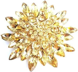 Rhinestone Crystal Sunflower Brooch Pin Elegant Wreath Brooch Clothing Hat Bag Skirt Accessories for Women