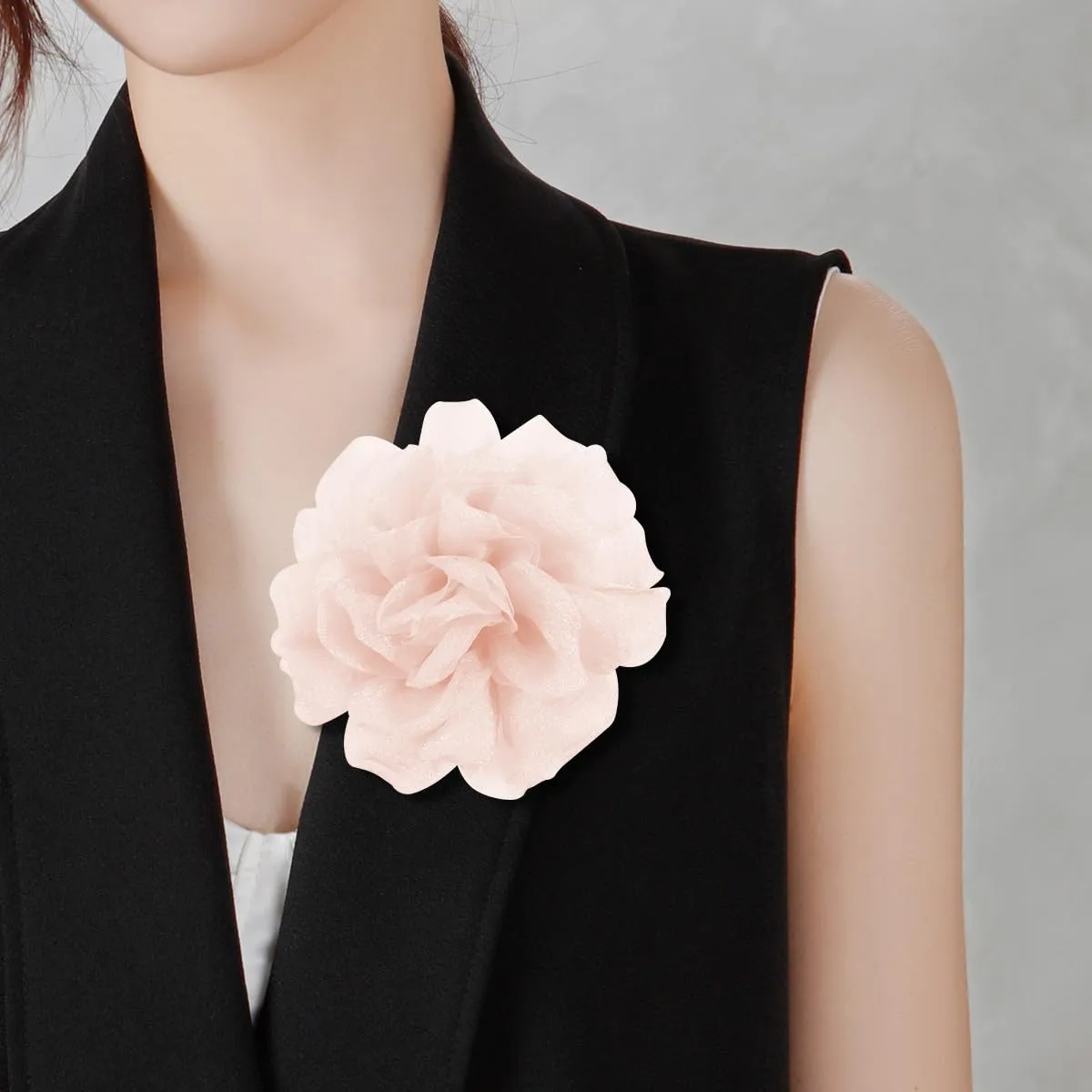 Rose & Flower Brooches | Hair & Lapel Pins | 4.3 Inch Rose Pin, Beige